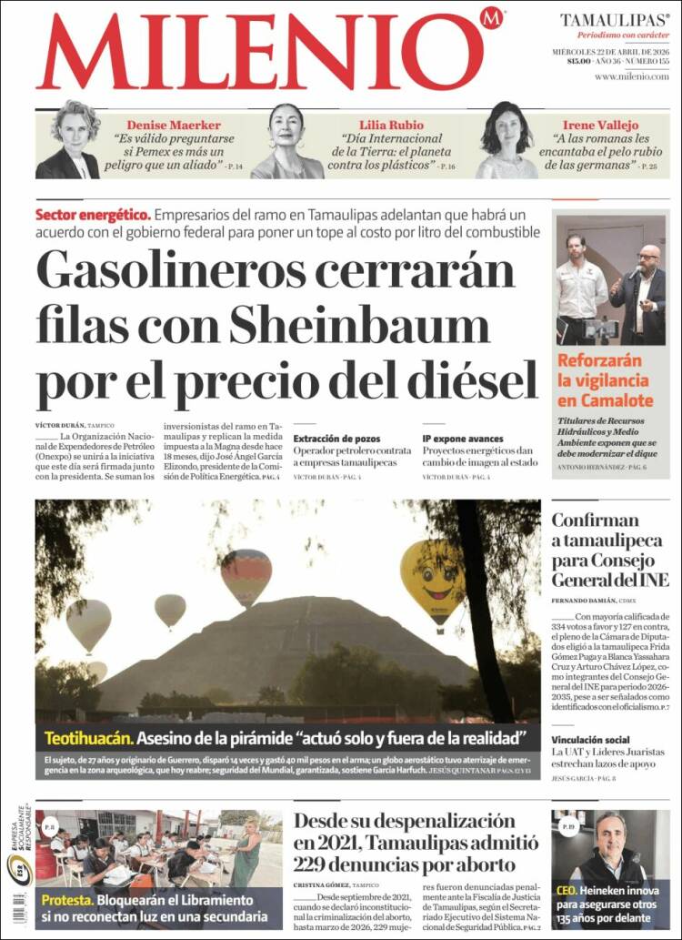 Portada de Milenio - Tamaulipas (M&eacute;xico)
