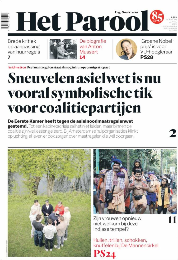 Portada de Het Parool (Pa&iacute;ses Bajos)