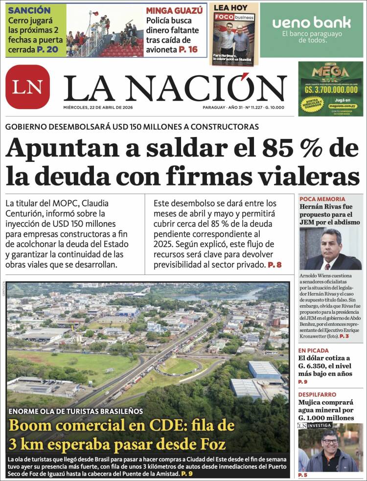 Portada de La Nación (Paraguay)