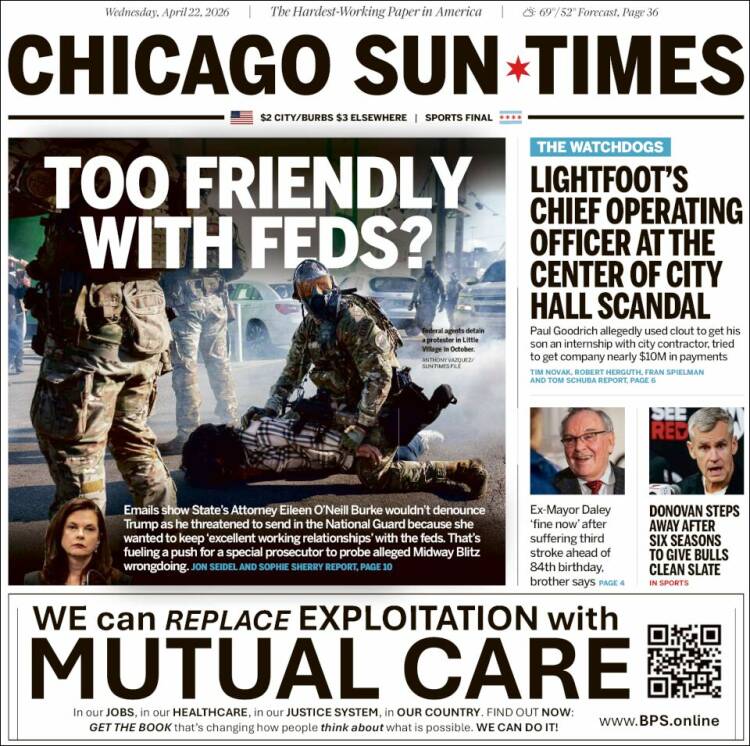Portada de Chicago Sun-Times (USA)
