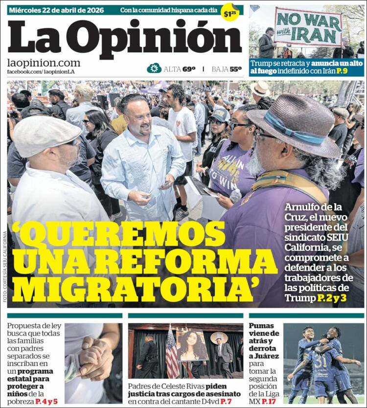 Portada de La Opinión (USA)
