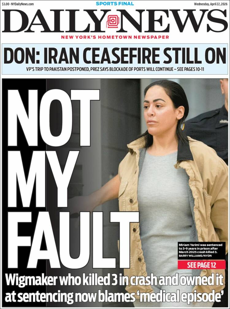 Portada de Daily News - New York (USA)