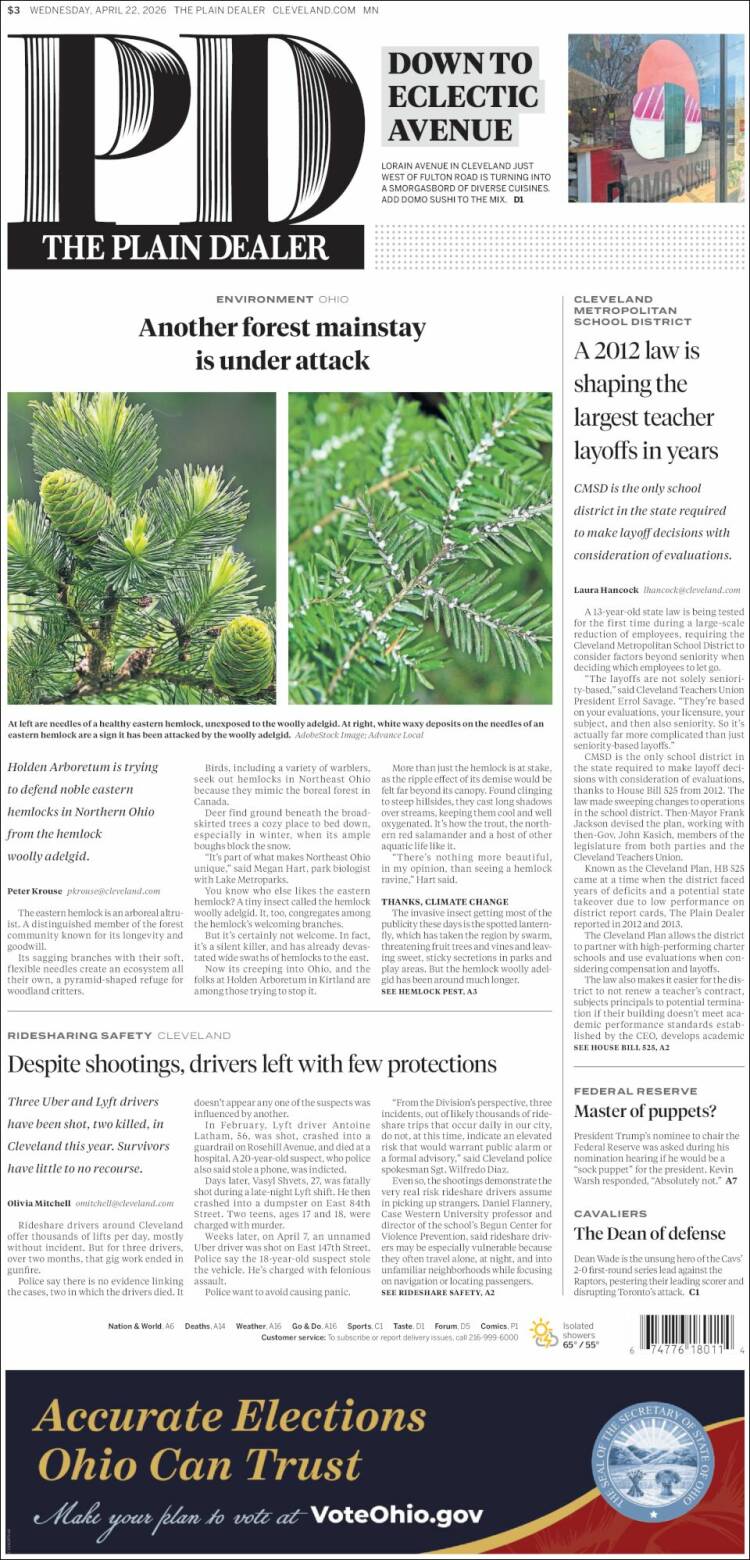 Portada de The Plain Dealer (USA)