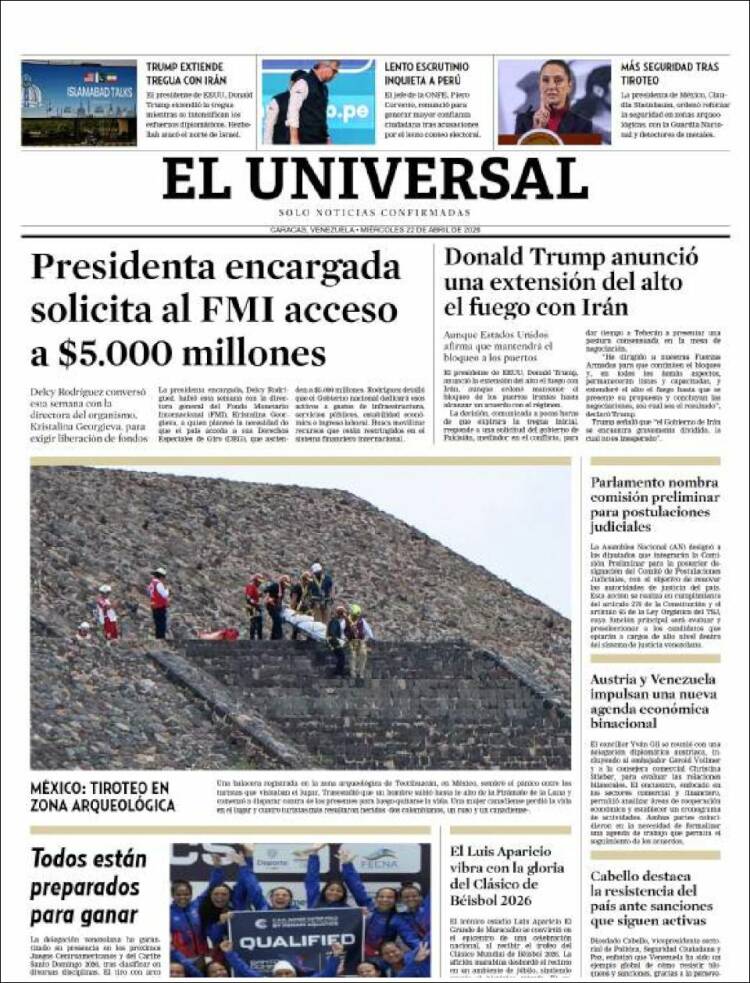 Portada de Universal (Venezuela)