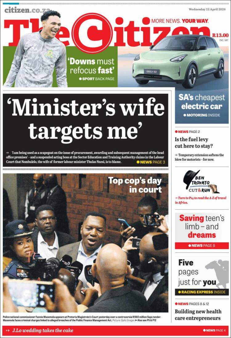 Portada de The Citizen (Sud&aacute;frica)