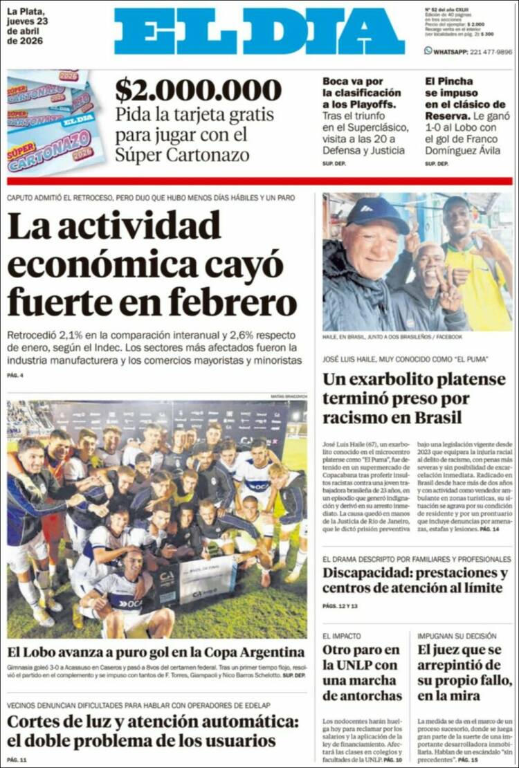 Portada de El Día de la Plata (Argentina)