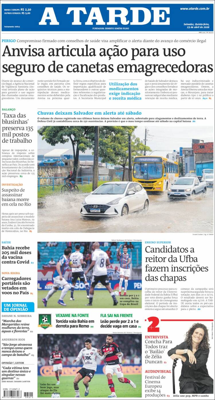 Portada de Diário A Tarde (Brasil)