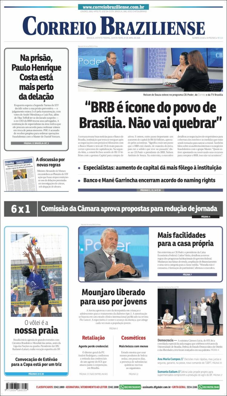 Portada de Correio Braziliense (Brasil)