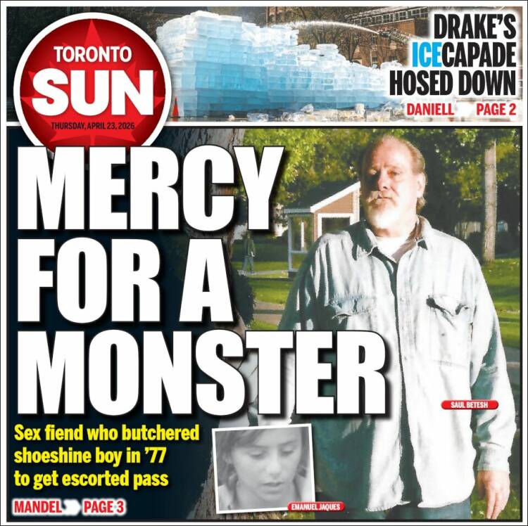 Portada de The Toronto Sun (Canad&aacute;)