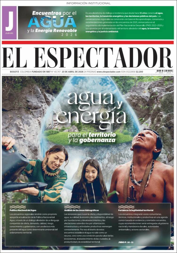 Portada de El Espectador (Colombia)