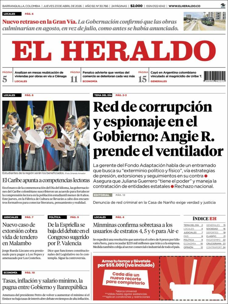 Portada de El Heraldo (Colombia)