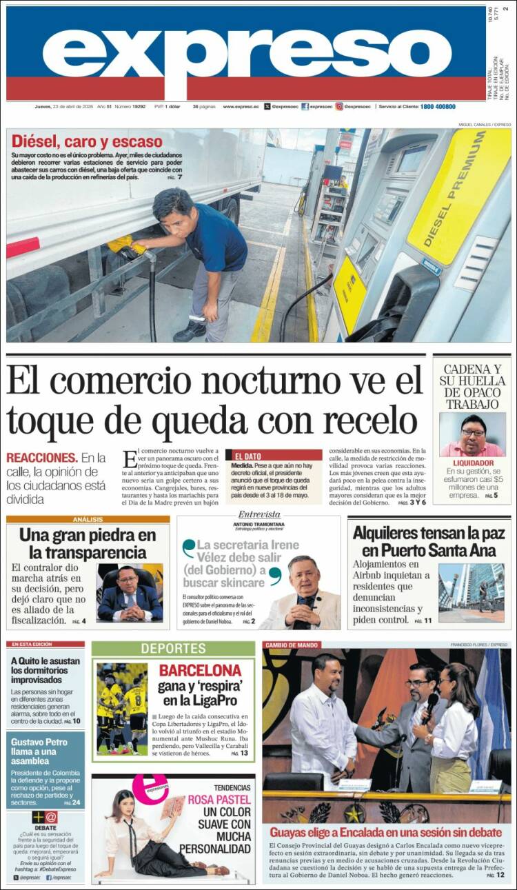 Portada de Expreso (Ecuador)