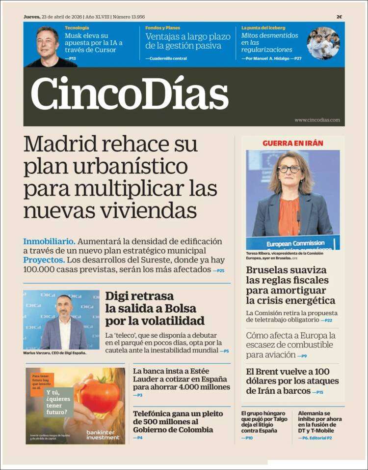 Portada de Cinco Días (Espa&ntilde;a)