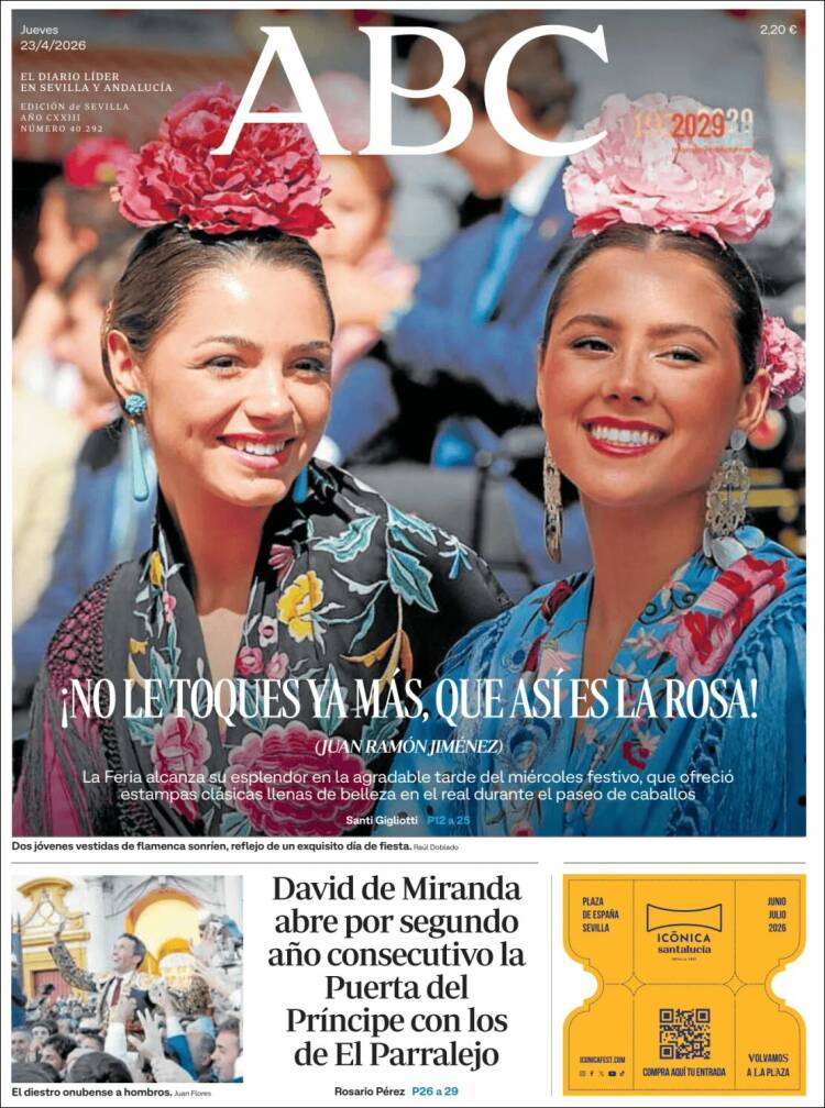 Portada de ABC - Sevilla (Espa&ntilde;a)