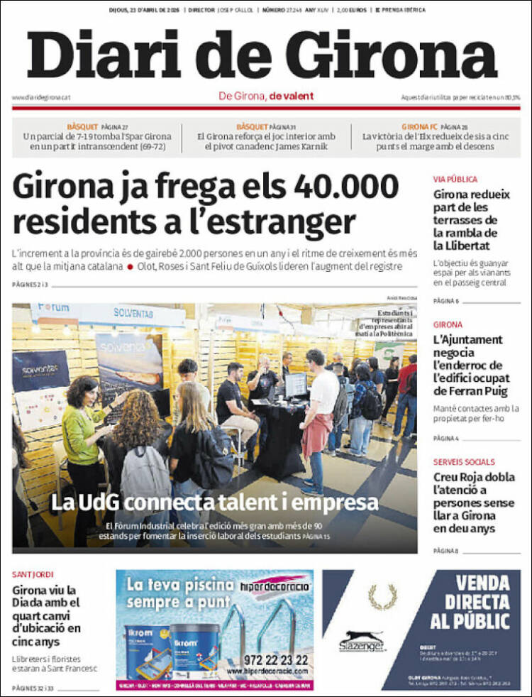 Portada de Diari de Girona (Espa&ntilde;a)