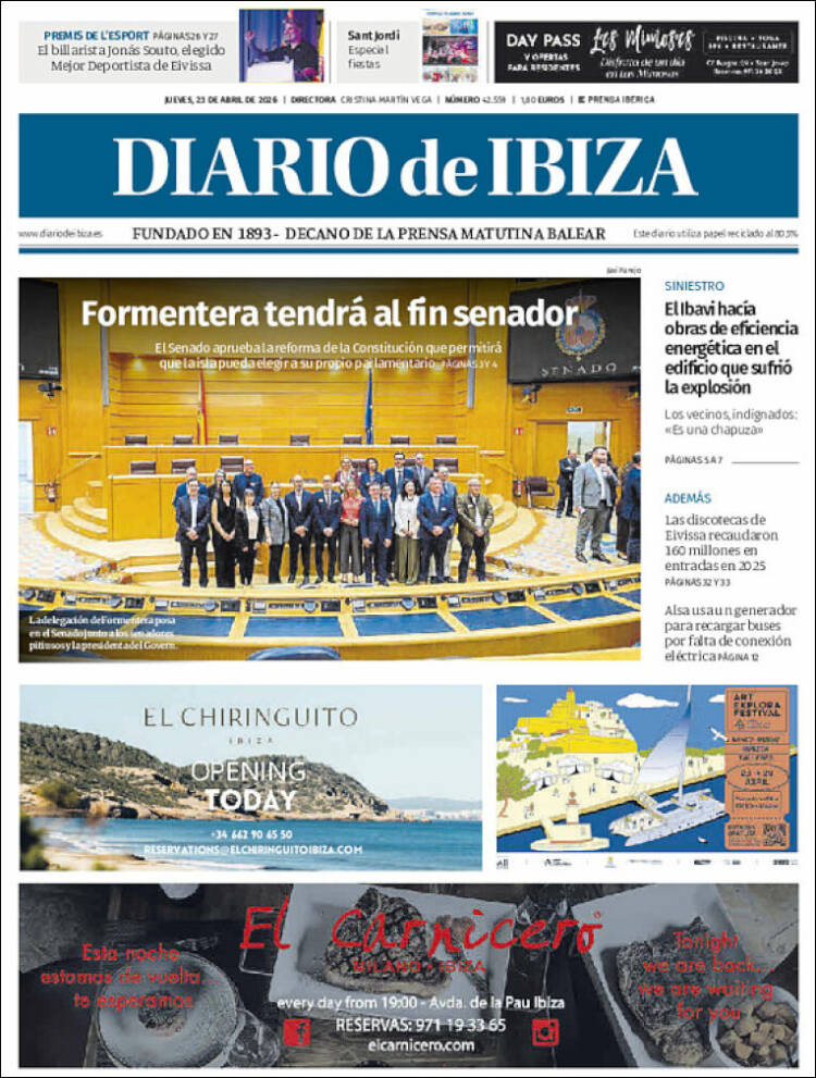 Portada de Diario de Ibiza (Espa&ntilde;a)