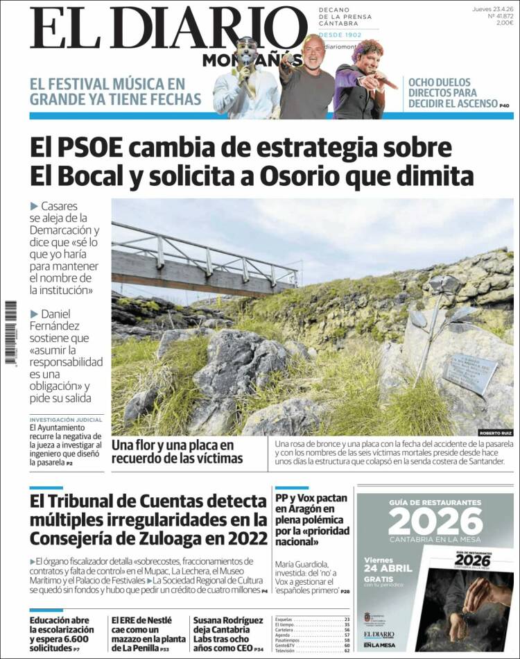 Portada de El Diario Montañés (Espa&ntilde;a)
