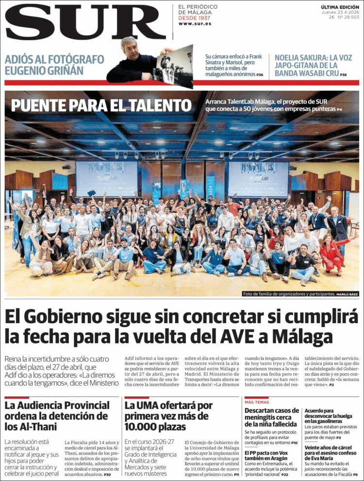 Portada de Diario el Sur (Espa&ntilde;a)