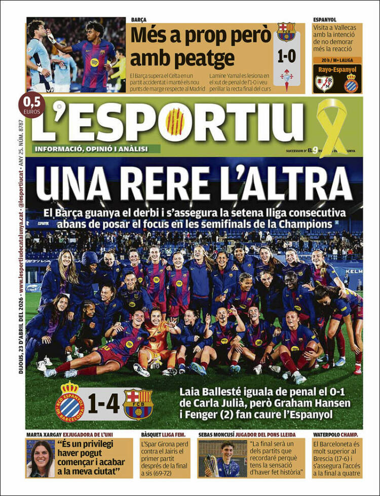 Portada de L'Esportiu (Espa&ntilde;a)