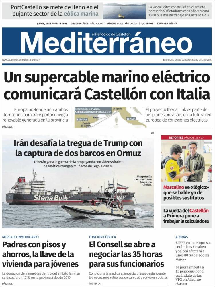 Portada de El Periódico Mediterraneo (Espa&ntilde;a)