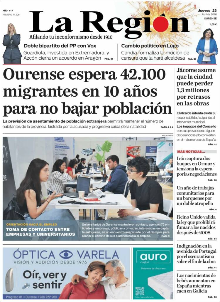 Portada de La Región de Ourense (Espa&ntilde;a)