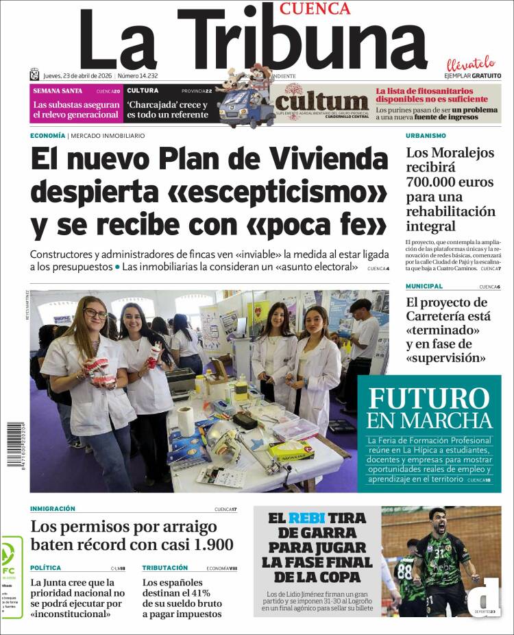 Portada de La Tribuna de Cuenca (Espa&ntilde;a)