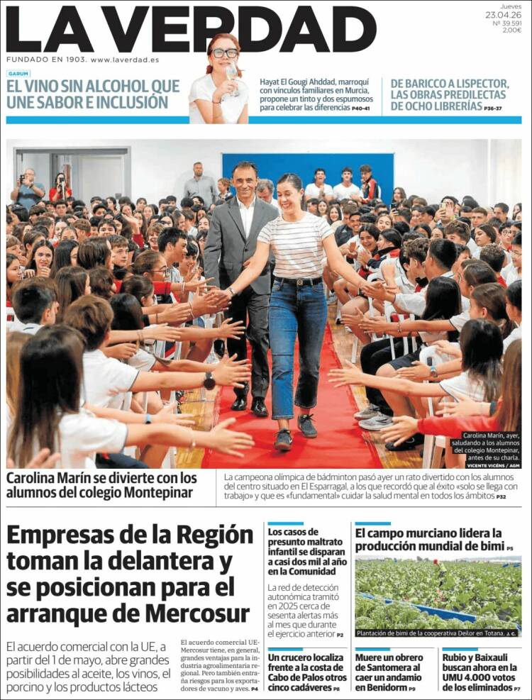 Portada de La Verdad de Murcia (Espa&ntilde;a)