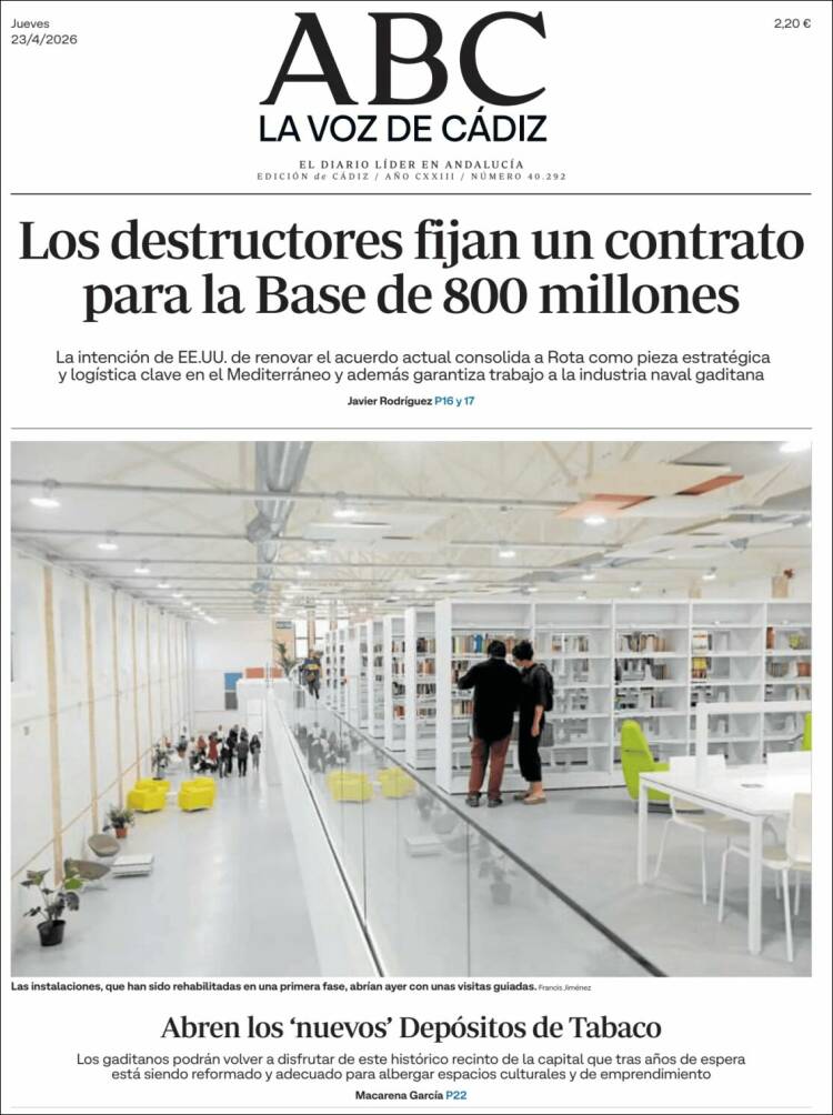 Portada de La Voz de Cádiz (Espa&ntilde;a)