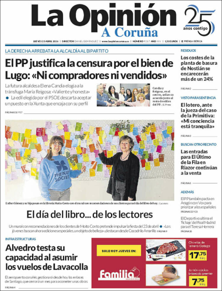 Portada de La Opinión de A Coruña (Espa&ntilde;a)