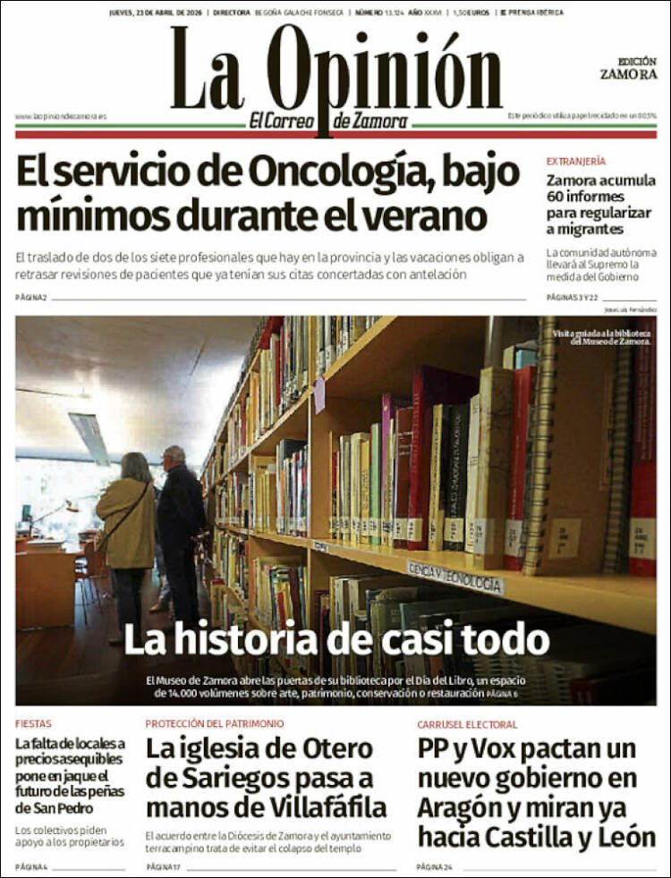 Portada de La Opinión - El Correo de Zamora (Espa&ntilde;a)