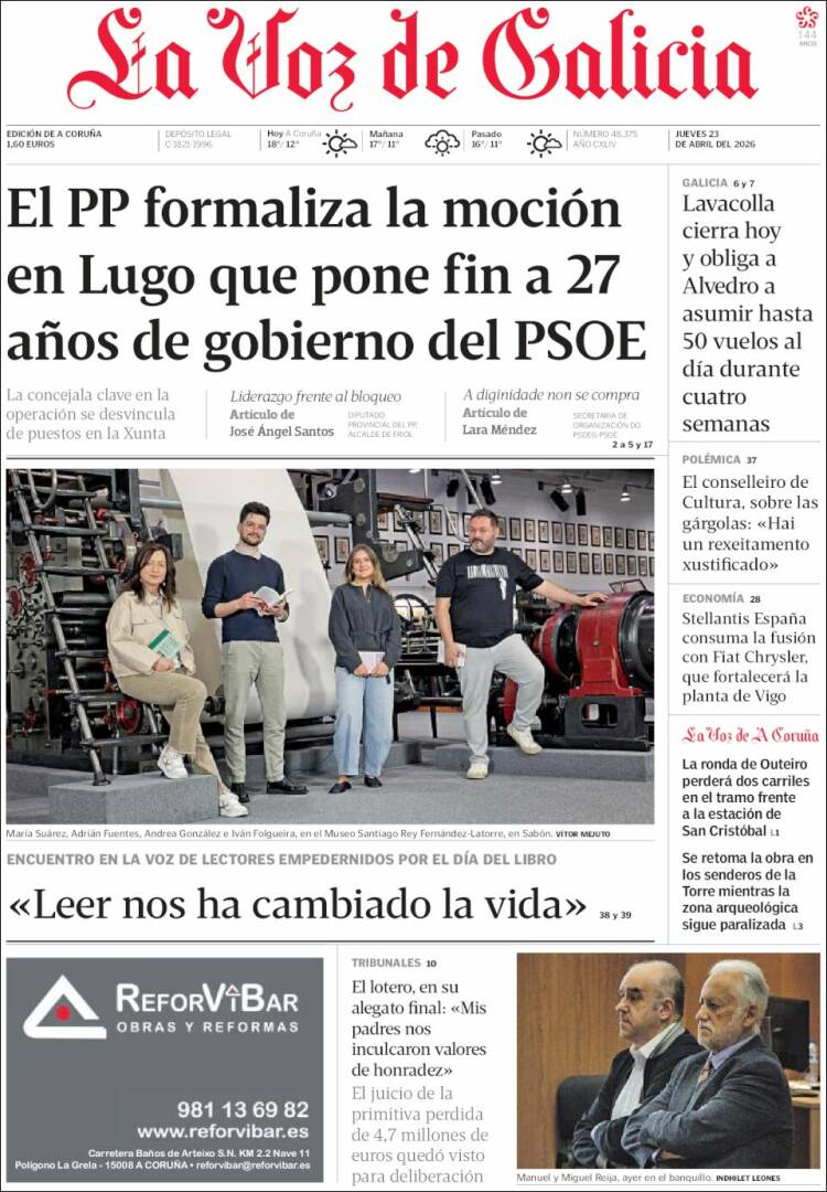 Portada de La Voz de Galicia (Espa&ntilde;a)