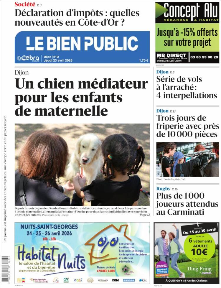 Portada de Le Bien Public (Francia)