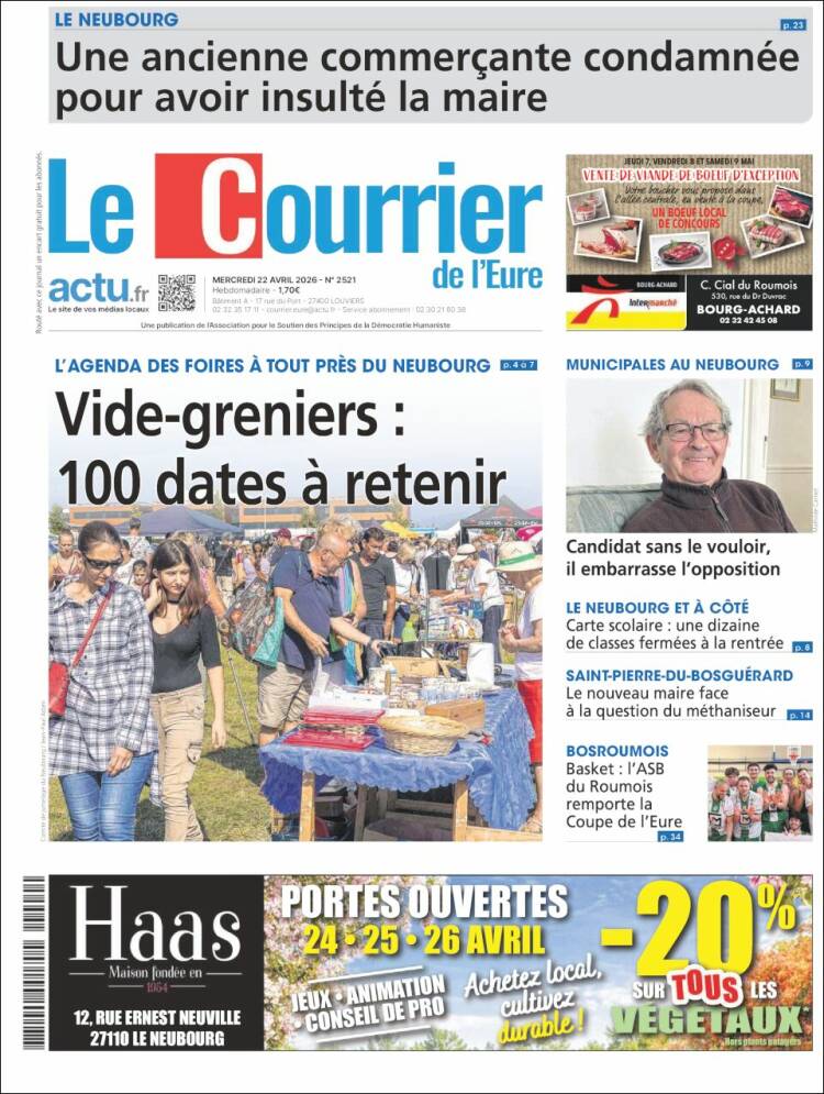 Portada de Le Courrier de l'Ouest (Francia)