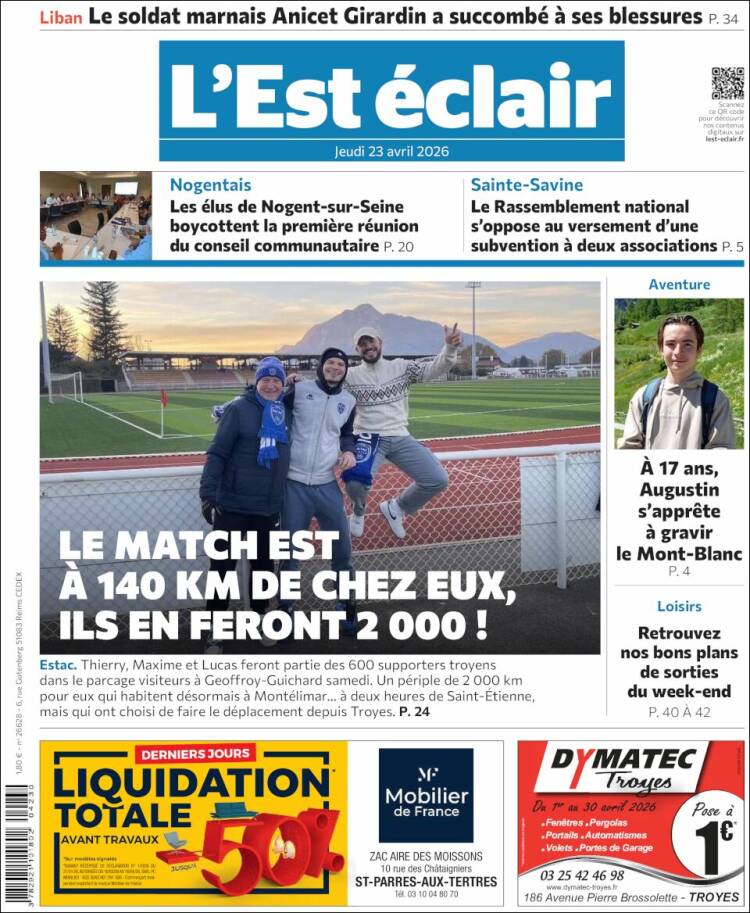 Portada de L'Est Eclair (Francia)