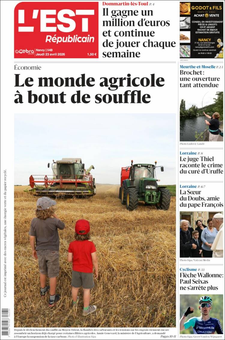 Portada de L'Est Republicain (France)