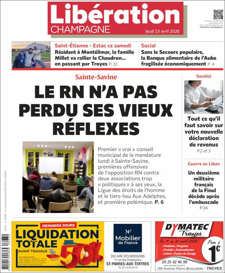 Portada de Libération Champagne (Francia)