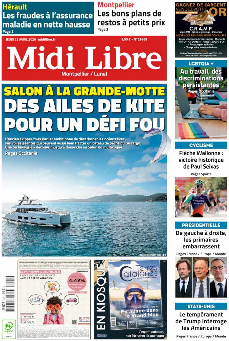 Portada de Midi Libre (Francia)