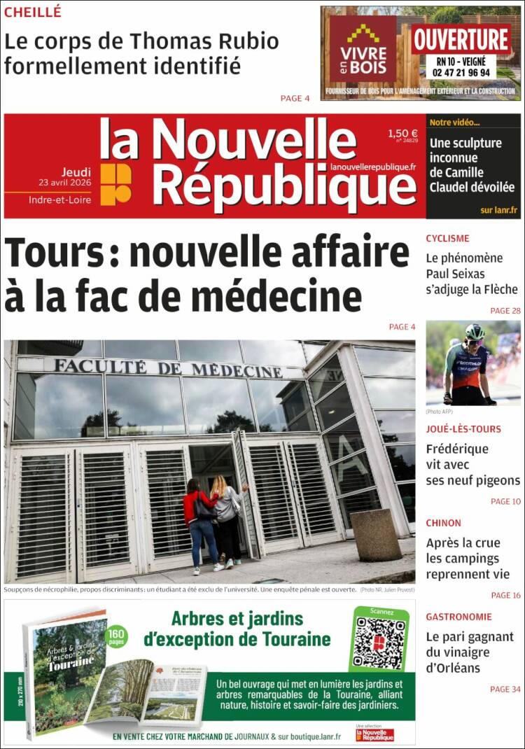 Portada de La Nouvelle Republique (Francia)