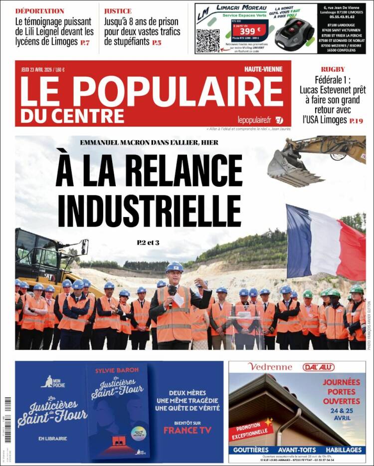 Portada de Le Populaire du Centre (Francia)