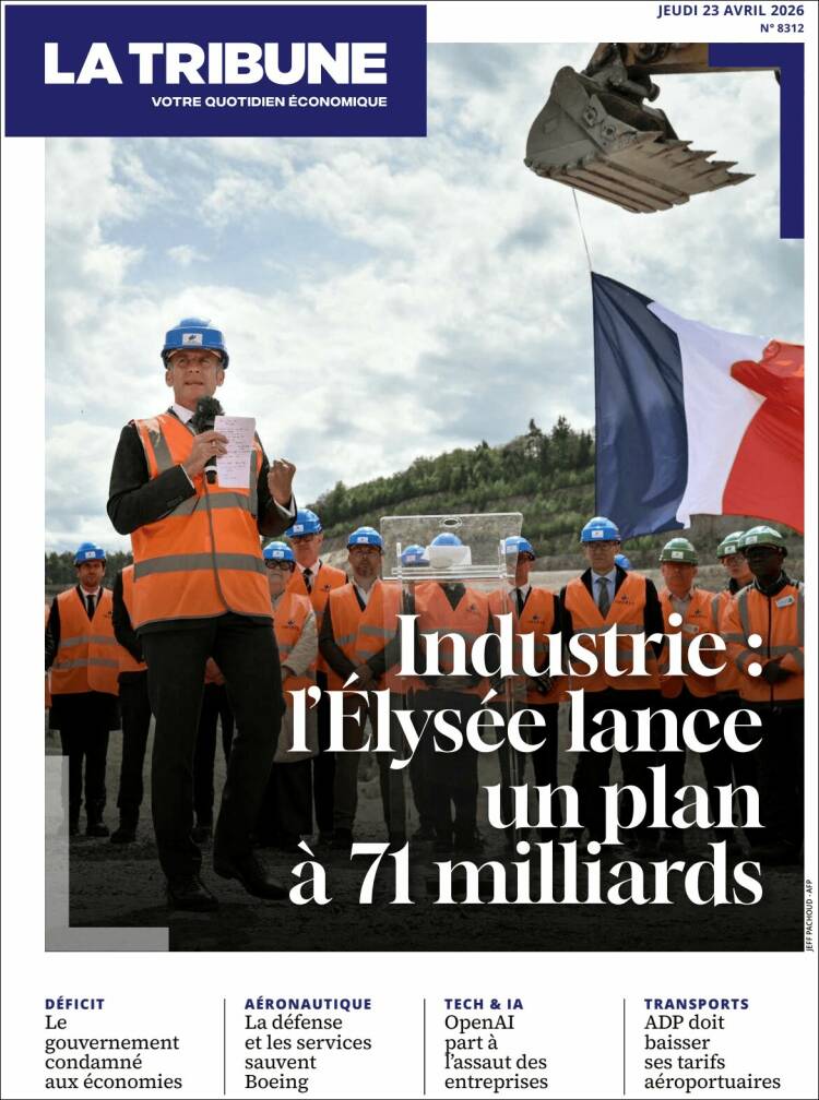 Portada de La Tribune (Francia)
