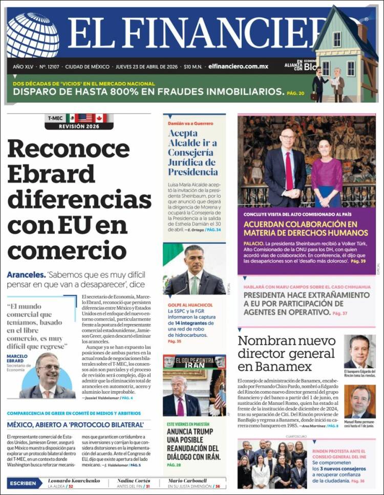 Portada de El Financiero (M&eacute;xico)