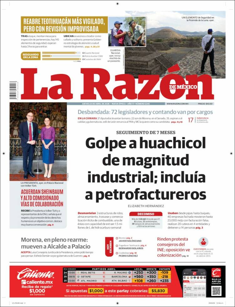Portada de La Razón (M&eacute;xico)
