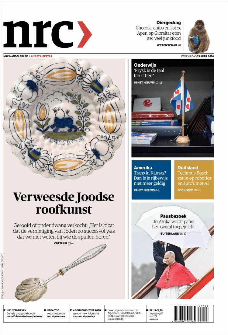 Portada de NRC Handelsblad (Pa&iacute;ses Bajos)
