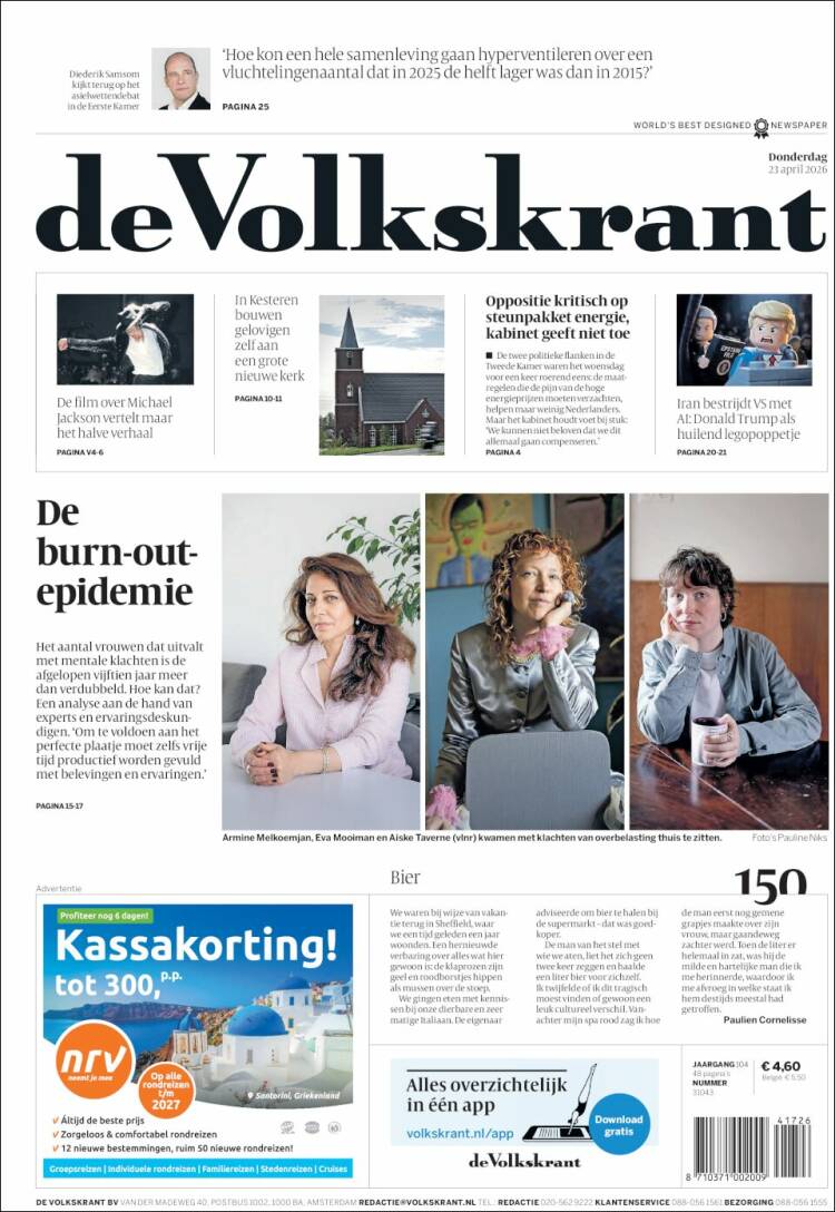 Portada de De Volkskrant (Pa&iacute;ses Bajos)