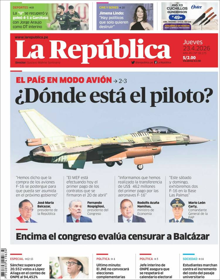 Portada de La Republica (P&eacute;rou)