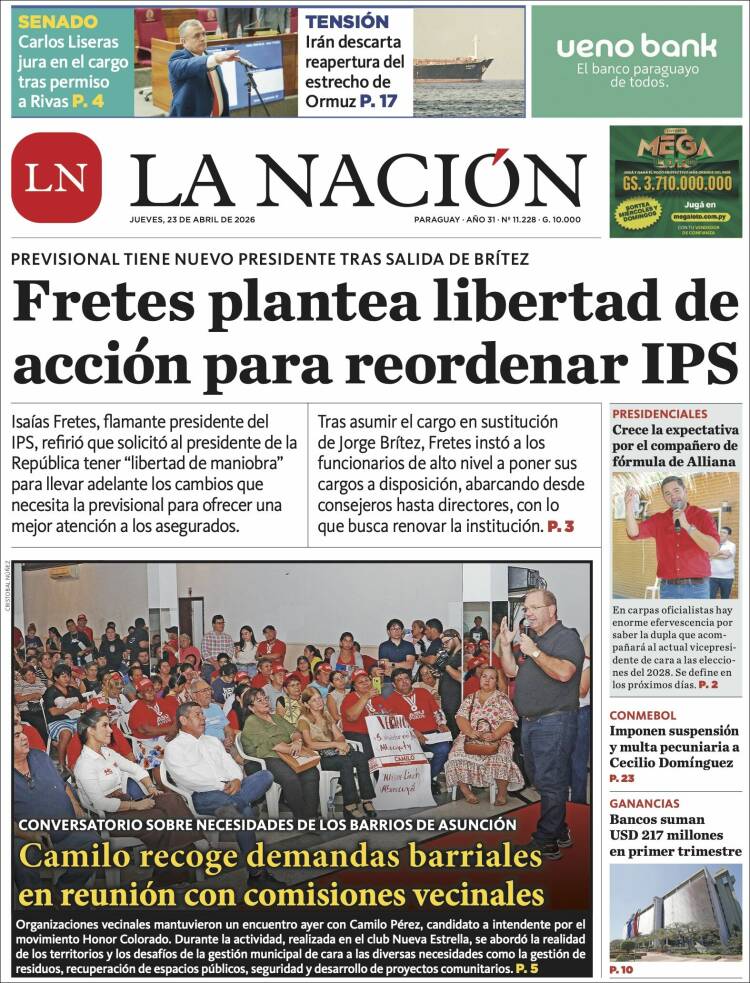 Portada de La Nación (Paraguay)