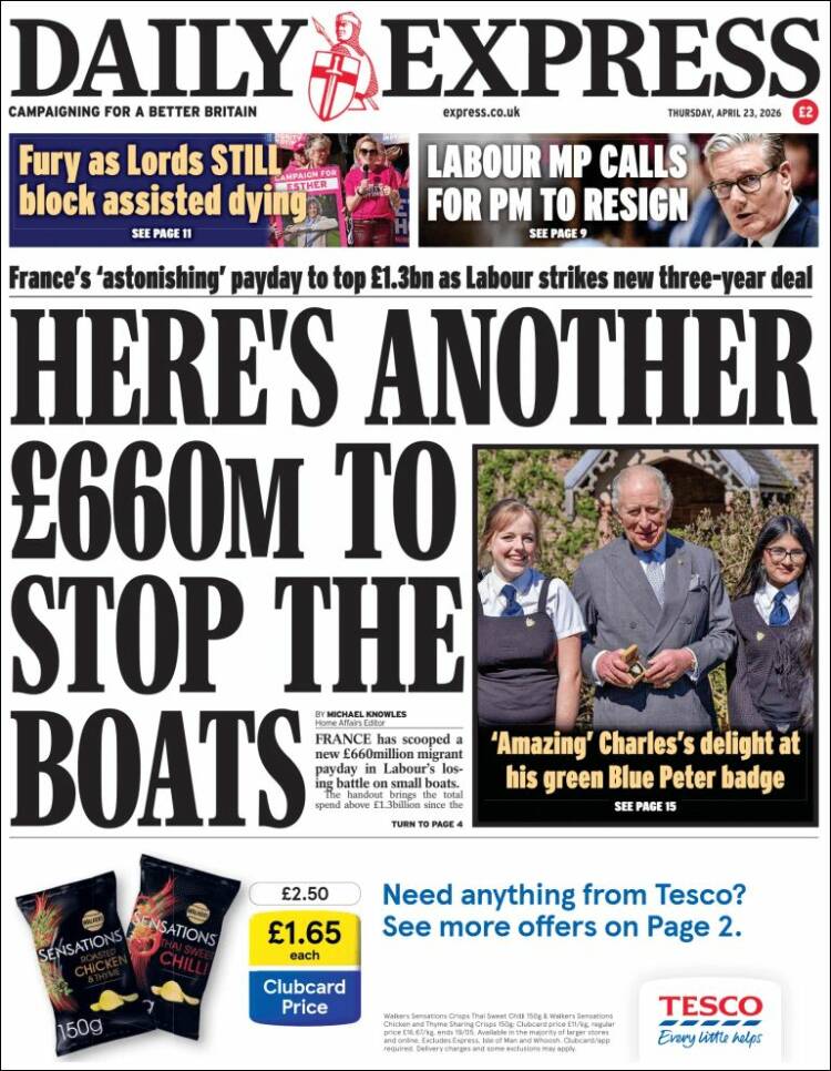 Portada de Daily Express (Reino Unido)