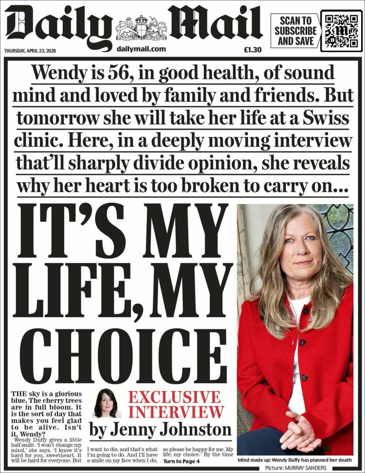 Portada de Daily Mail (Reino Unido)