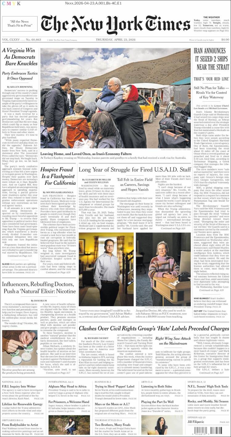 Portada de New York Times (USA)