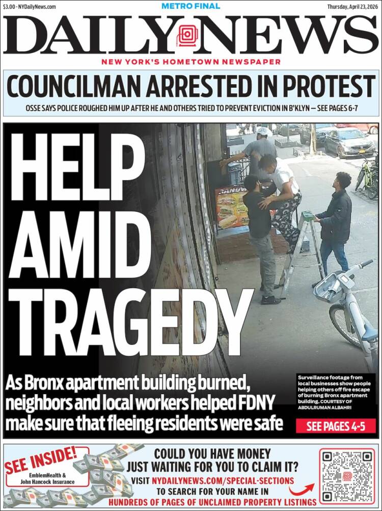 Portada de Daily News - New York (USA)